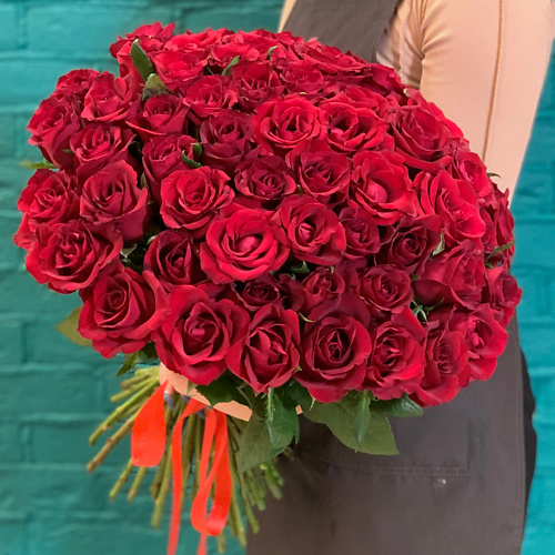 

ЦВЕТЫ МИШКИ Букет из 51 красной розы, Букет из 51 красной розы