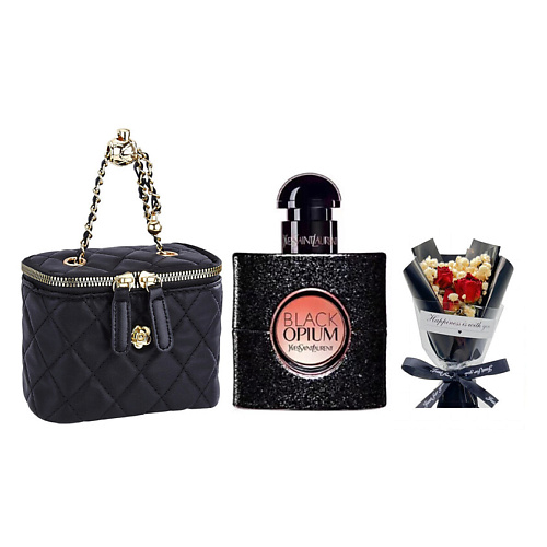 

YVES SAINT LAURENT Парфюмерный набор Black Opium +Букет+Сумка, Парфюмерный набор Black Opium +Букет+Сумка