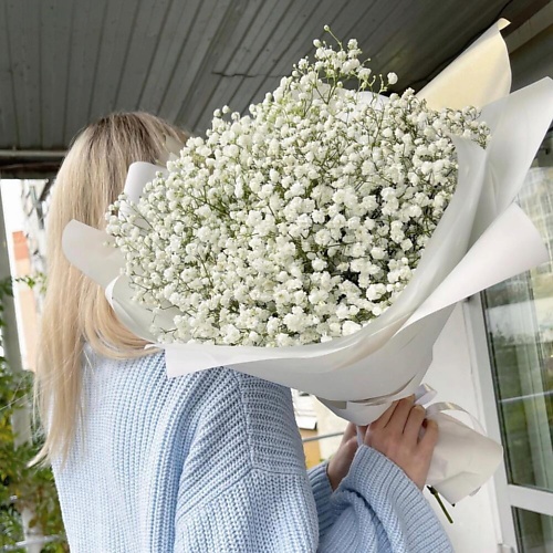 

МНОГО ЦВЕТОВ ЦВЕТОЧНЫЙ МАГАЗИН Воздушный монобукет из белых гипсофил, Воздушный монобукет из белых гипсофил