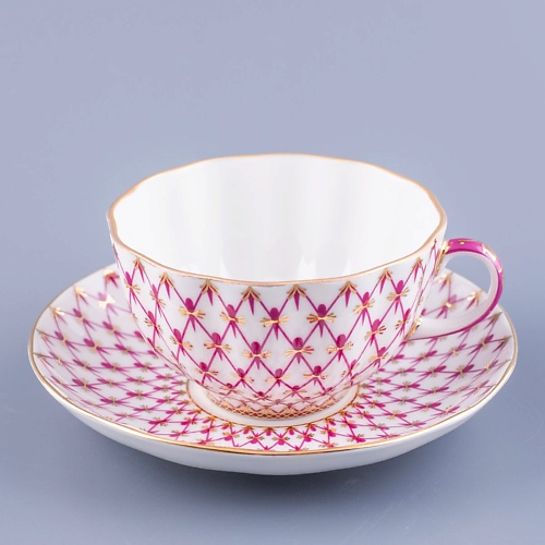 

ИМПЕРАТОРСКИЙ ФАРФОРОВЫЙ ЗАВОД Чашка с блюдцем чайная "Сетка-Блюз", Чашка с блюдцем чайная "Сетка-Блюз"