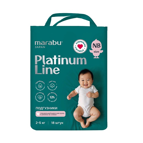 

MARABU Подгузники на липучках Platinum Line, (2-5 кг) 18 шт, Подгузники на липучках Platinum Line, (2-5 кг) 18 шт