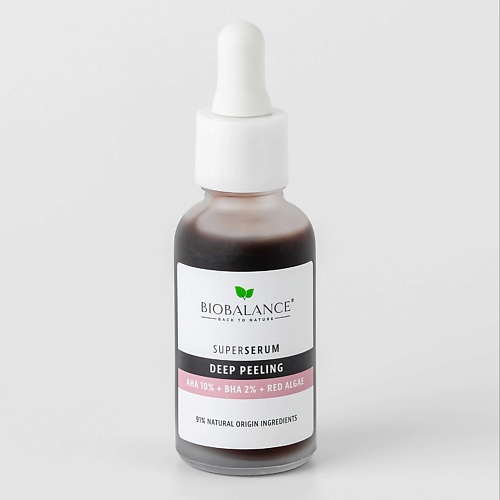 

BIOBALANCE Сыворотка для лица с кислотами АНА 10% + ВНА 2% + красные водоросли DEEP PEELING 30, Сыворотка для лица с кислотами АНА 10% + ВНА 2% + красные водоросли DEEP PEELING