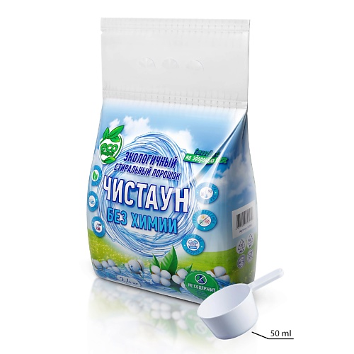 

ЧИСТАУН Экологичный стиральный порошок Без химии 2400, Экологичный стиральный порошок Без химии