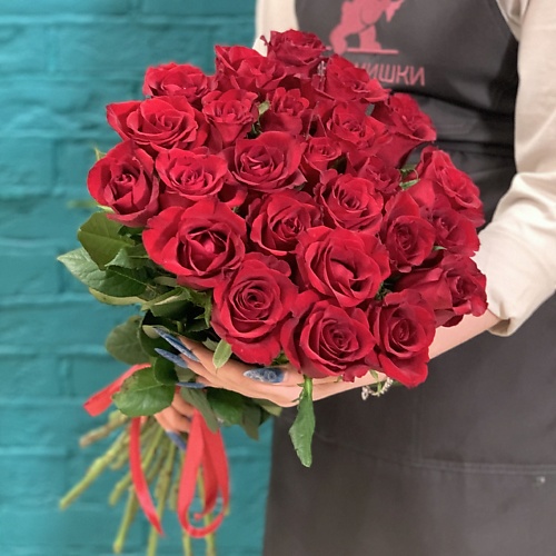 

ЦВЕТЫ МИШКИ Букет из 25 красных роз, Букет из 25 красных роз