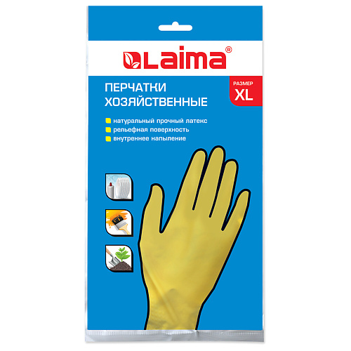 

LAIMA Перчатки хозяйственные латексные Стандарт, Перчатки хозяйственные латексные Стандарт