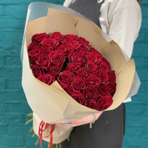 

ЦВЕТЫ МИШКИ Букет из 35 алых роз, Букет из 35 алых роз