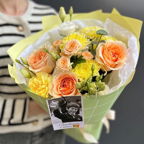 

FLOWERTVER Букет с персиковыми розами на День знаний, Букет с персиковыми розами на День знаний