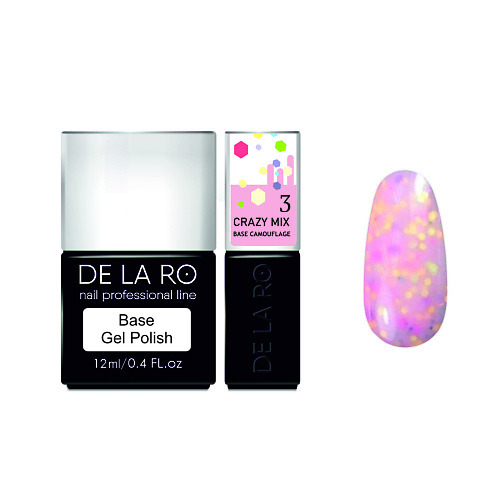 

DE LA RO Базовое покрытие для гель-лаков Rubber Crazy Mix, Базовое покрытие для гель-лаков Rubber Crazy Mix