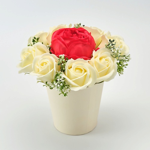 

SKUINA Мыло ручной работы Цветочная композиция из пиона и 8 белых роз 250, Мыло ручной работы Цветочная композиция из пиона и 8 белых роз