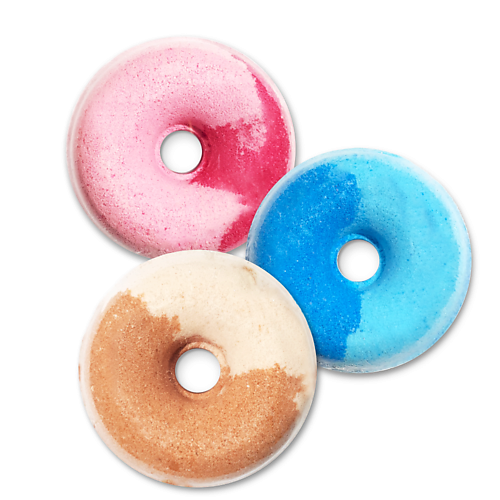 

COSMEYA Набор бомбочек-пончиков для ванны с ароматами малины, черники, шоколада, Набор бомбочек-пончиков для ванны с ароматами малины, черники, шоколада