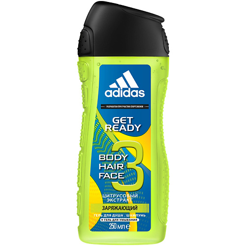 

ADIDAS Гель для душа, шампунь и гель для умывания для мужчин Get Ready! 250, Гель для душа, шампунь и гель для умывания для мужчин Get Ready!