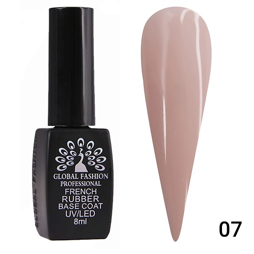 фото Global fashion каучуковая камуфлирующая френч база для гель-лака rubber french base coat