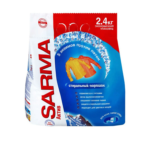 

НЕВСКАЯ КОСМЕТИКА Sarma Стиральный порошок Автомат Актив Горная свежесть 2400, Sarma Стиральный порошок Автомат Актив Горная свежесть
