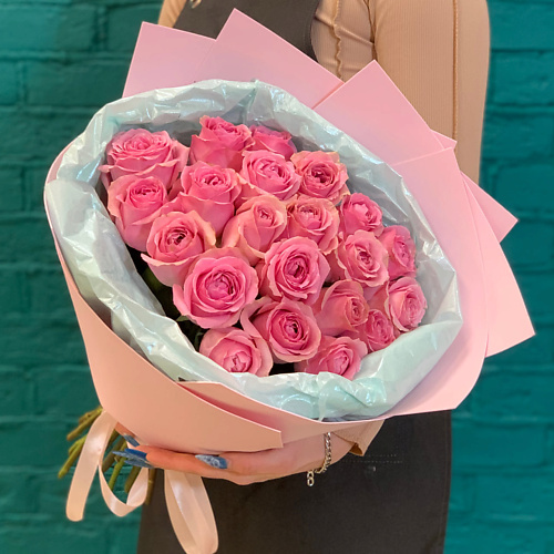 ЦВЕТЫ МИШКИ Букет из 21 розовой розы 8190₽