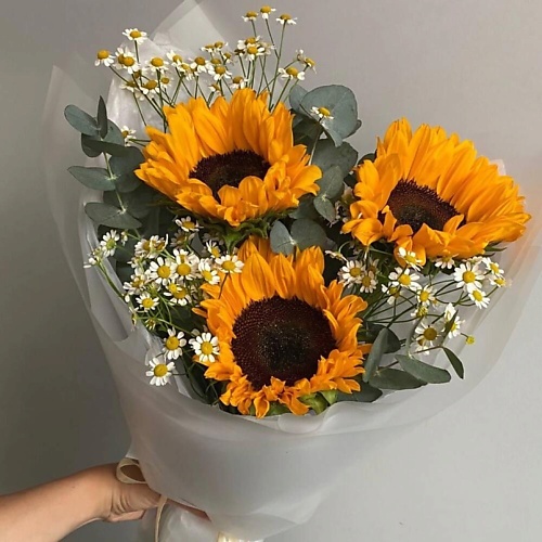 

FLOWERTVER Букет с подсолнухами и ромашками, Букет с подсолнухами и ромашками