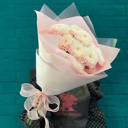 

ЦВЕТЫ МИШКИ Букет из 3 розовых хризантем, Букет из 3 розовых хризантем