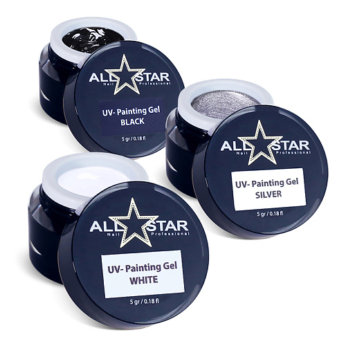 

ALL STAR PROFESSIONAL Набор гелевых красок для дизайна ногтей, без липкого слоя, Набор гелевых красок для дизайна ногтей, без липкого слоя