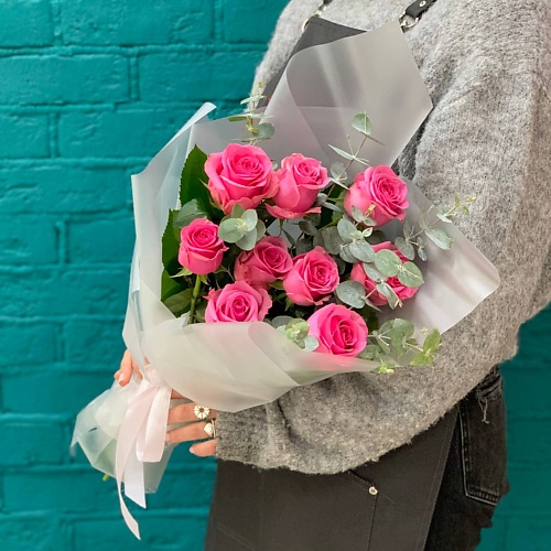 

ЦВЕТЫ МИШКИ Букет из розы и эвкалипта, Букет из розы и эвкалипта