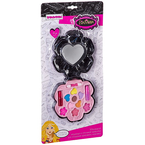 

BONDIBON Набор декоративной косметики Eva Moda "Косметичка-цветок" черная с зеркальцем, Набор декоративной косметики Eva Moda "Косметичка-цветок" черная с зеркальцем