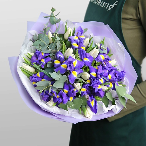 

STUDIO FLORISTIC Букет из Тюльпанов и Ирисов «Весенний туман», Букет из Тюльпанов и Ирисов «Весенний туман»