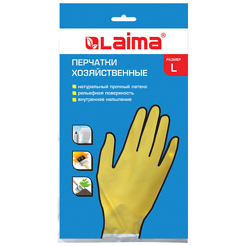 

LAIMA Перчатки хозяйственные латексные Стандарт, Перчатки хозяйственные латексные Стандарт