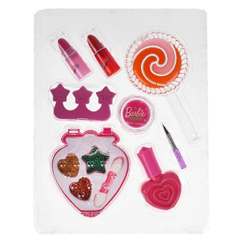 

МИЛАЯ ЛЕДИ Набор косметики для девочек Барби: Тени, Помада, Блеск для губ, Лак, Набор косметики для девочек Барби: Тени, Помада, Блеск для губ, Лак