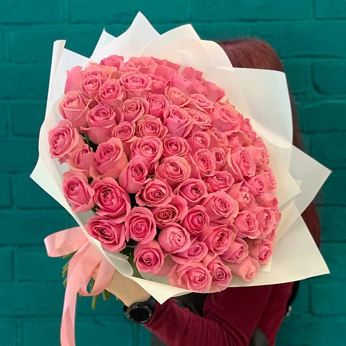 

ЦВЕТЫ МИШКИ Букет из 71 розовой розы, Букет из 71 розовой розы