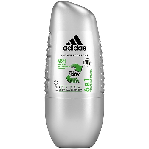 

ADIDAS Роликовый дезодорант-антиперспирант для мужчин Cool&Care 6 In 1 50, Роликовый дезодорант-антиперспирант для мужчин Cool&Care 6 In 1