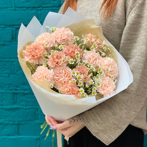 

ЦВЕТЫ МИШКИ Букет из гвоздики и танацетума, Букет из гвоздики и танацетума