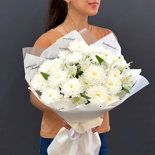 

ЛАЙФБУКЕТ Букет из хризантем и альстромерий "Белое очарование", Букет из хризантем и альстромерий "Белое очарование"