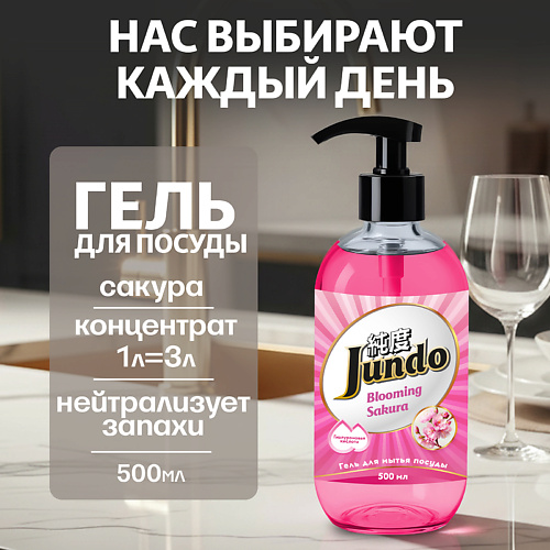 

JUNDO Средство для мытья посуды, концентрированный ЭКО-гель Premium Sakura 500, Средство для мытья посуды, концентрированный ЭКО-гель Premium Sakura
