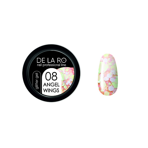 

DE LA RO Глиттер гель для ногтей Angel Wings, Глиттер гель для ногтей Angel Wings