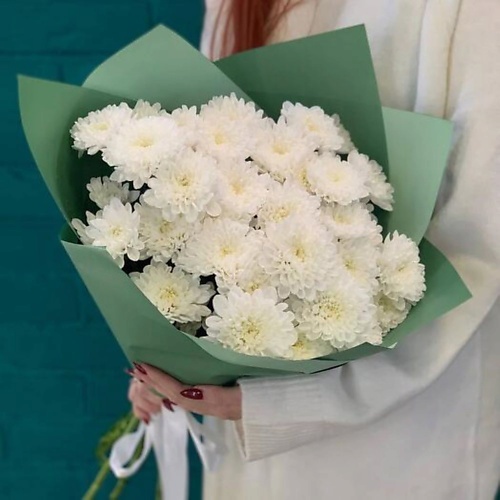 

ЦВЕТЫ МИШКИ Букет из 5 белых хризантем, Букет из 5 белых хризантем