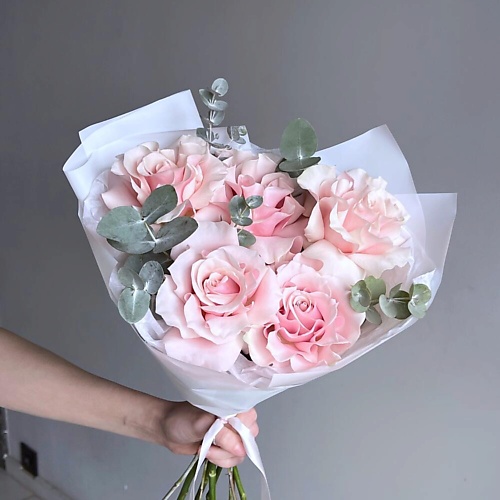 

МНОГО ЦВЕТОВ ЦВЕТОЧНЫЙ МАГАЗИН Монобукет французская роза с эвкалипт, Монобукет французская роза с эвкалипт