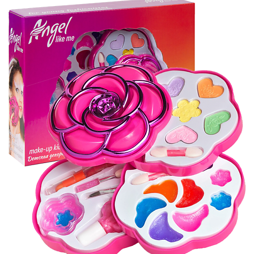 

ANGEL LIKE ME Набор детской декоративной косметики для девочек "Цветок" Трехслойный набор, Набор детской декоративной косметики для девочек "Цветок" Трехслойный набор