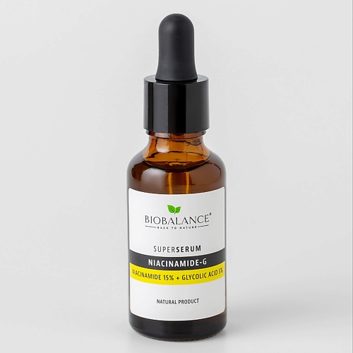 

BIOBALANCE Сыворотка для лица с ниацинамидом SUPER SERUM NIACINAMIDE 15% + GLYCOLIC ACID 5% 30, Сыворотка для лица с ниацинамидом SUPER SERUM NIACINAMIDE 15% + GLYCOLIC ACID 5%