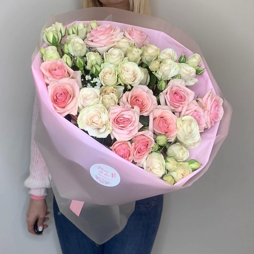 

FLEUR DE FEE ЦВЕТОЧНАЯ ФЕЯ Букет из кустовых роз бело-розовых (11 веток), Букет из кустовых роз бело-розовых (11 веток)