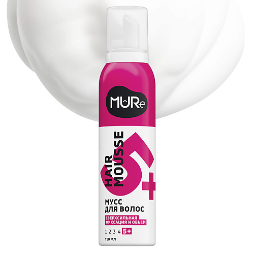 

MURE Мусс для волос Сверхсильная фиксация 5+ Volume & Max Hold 150, Мусс для волос Сверхсильная фиксация 5+ Volume & Max Hold