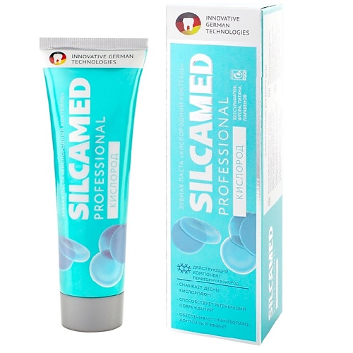 

SILCAMED Зубная паста для мягкого отбеливания зубов Professional Кислородный коктейль 100, Зубная паста для мягкого отбеливания зубов Professional Кислородный коктейль