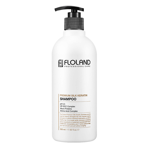 

FLOLAND Шампунь восстанавливающий с кератином и маслами Premium Silk Keratin Shampoo 530, Шампунь восстанавливающий с кератином и маслами Premium Silk Keratin Shampoo