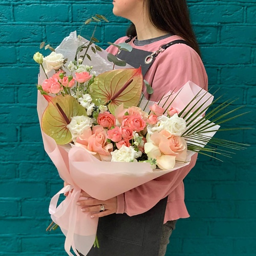 

ЦВЕТЫ МИШКИ Букет из французской розы и маттиолы, Букет из французской розы и маттиолы