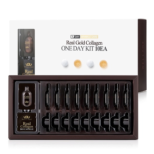 

WELLAGE Сыворотка для лица с коллагеном и золотом, антивозрастной уход Gold Collagen One day Kit, Сыворотка для лица с коллагеном и золотом, антивозрастной уход Gold Collagen One day Kit