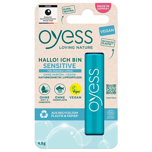 

OYESS LOVING NATURE Бальзам для чувствительных губ SENSITIVE, Бальзам для чувствительных губ SENSITIVE