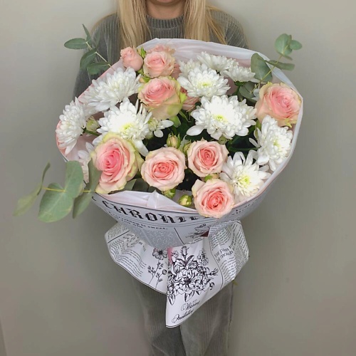 

FLEUR DE FEE ЦВЕТОЧНАЯ ФЕЯ Букет из роз и хризантем балтика, Букет из роз и хризантем балтика