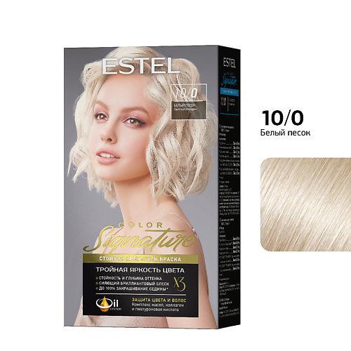 

ESTEL PROFESSIONAL Стойкая крем-гель краска для волос ESTEL COLOR Signature 10/0 Белый песок 170, Стойкая крем-гель краска для волос ESTEL COLOR Signature 10/0 Белый песок