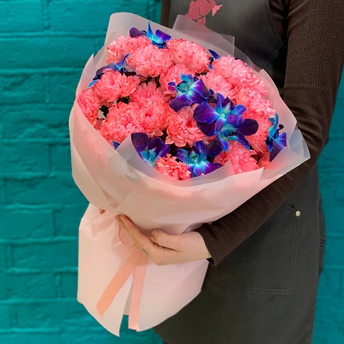 

ЦВЕТЫ МИШКИ Букет из хризантемы и орхидеи, Букет из хризантемы и орхидеи