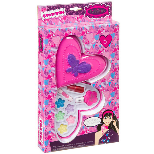

BONDIBON Набор декоративной косметики Eva Moda "Косметичка-сердце" с бабочкой, Набор декоративной косметики Eva Moda "Косметичка-сердце" с бабочкой