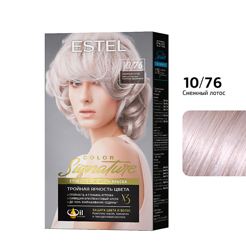 

ESTEL PROFESSIONAL Стойкая крем-гель краска для волос ESTEL COLOR Signature 10/76 Снежный лотос 170, Стойкая крем-гель краска для волос ESTEL COLOR Signature 10/76 Снежный лотос