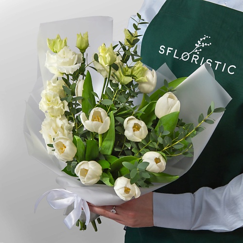 

STUDIO FLORISTIC Букет из Эустомы и Тюльпанов «Лебединая Верность», Букет из Эустомы и Тюльпанов «Лебединая Верность»