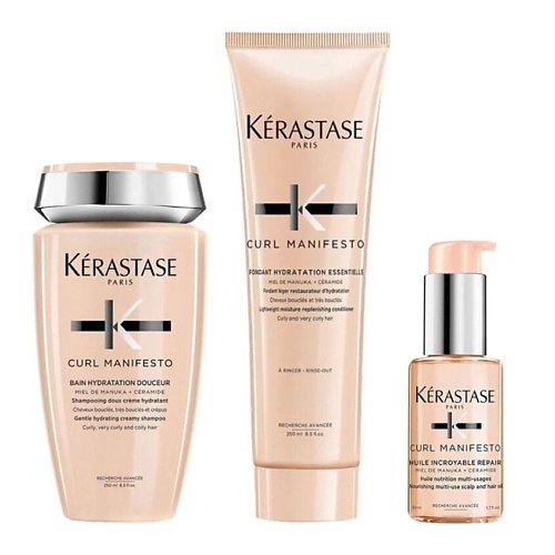 

KERASTASE Набор средств для волос Curl Manifesto: шампунь + кондиционер + масло, Набор средств для волос Curl Manifesto: шампунь + кондиционер + масло